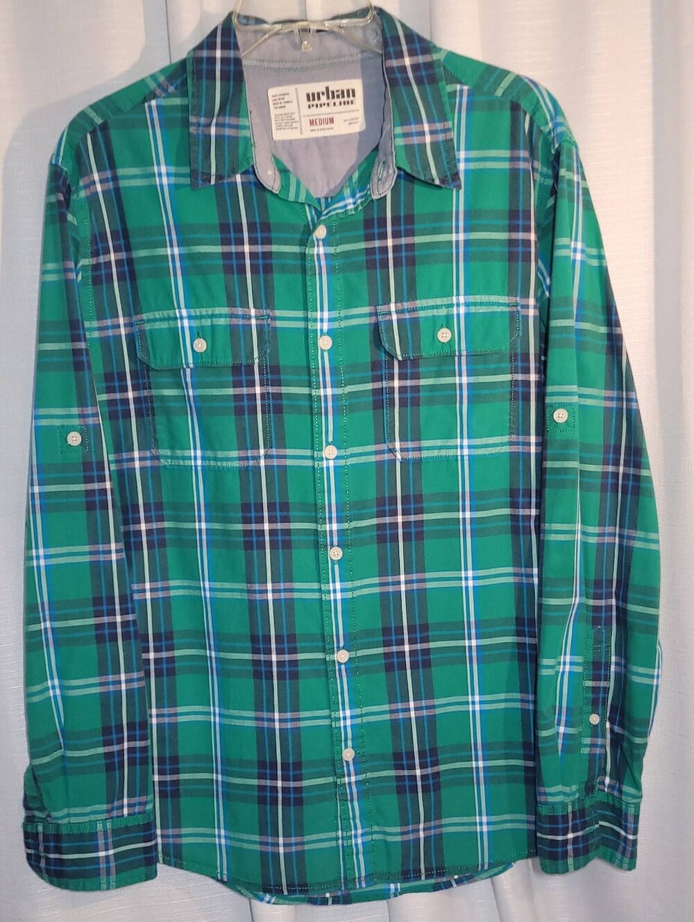 urban pipeline Green & Navy Plaid Button-Down Shirt